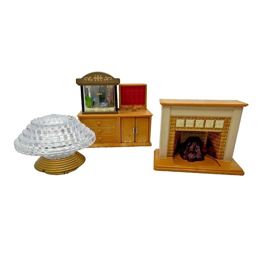 epoch calico critters light up chandelier Fishtank Fireplace set
